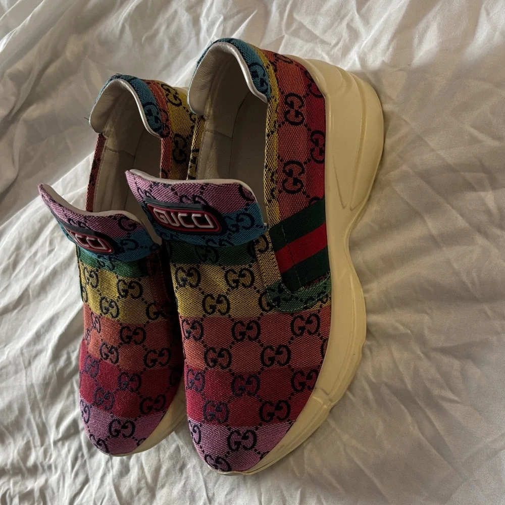 Gucci Rython GG Multi-Color Platform Sneakers Size 8 - Picture 7 of 13